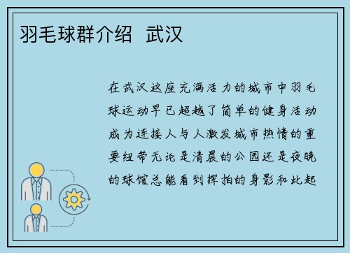 羽毛球群介绍  武汉